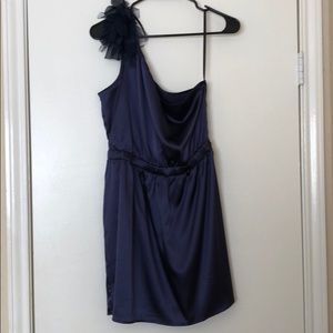 Papaya One Shoulder Navy Mini Dress
